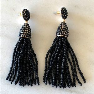 Black and Gold Tassel Earrings